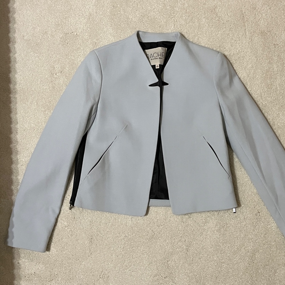 RACHEL Rachel Roy Light Blue Collarless Zip-Accent Jacket
